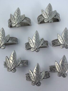 Pewter Napkin Rings Set of 8